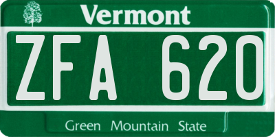 VT license plate ZFA620