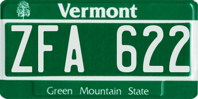 VT license plate ZFA622