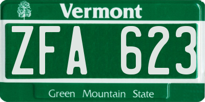 VT license plate ZFA623