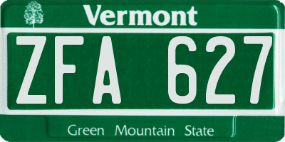 VT license plate ZFA627