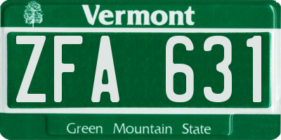 VT license plate ZFA631