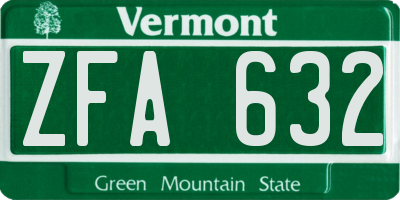 VT license plate ZFA632