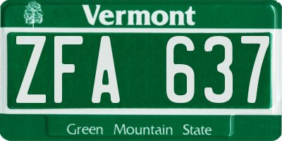 VT license plate ZFA637