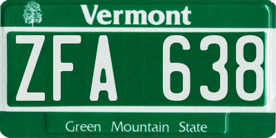 VT license plate ZFA638