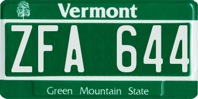 VT license plate ZFA644