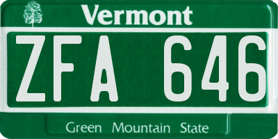VT license plate ZFA646