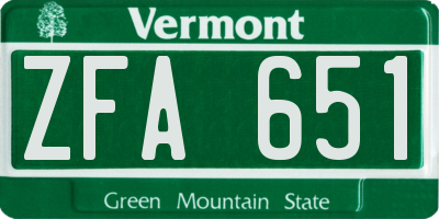 VT license plate ZFA651