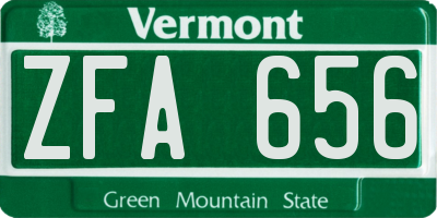 VT license plate ZFA656