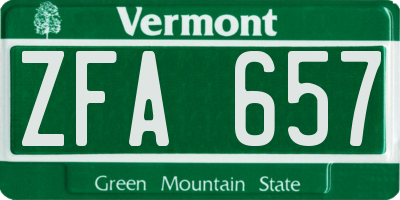 VT license plate ZFA657