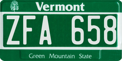 VT license plate ZFA658
