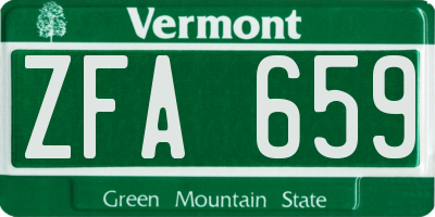 VT license plate ZFA659