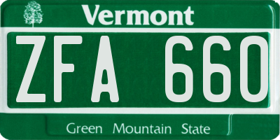 VT license plate ZFA660