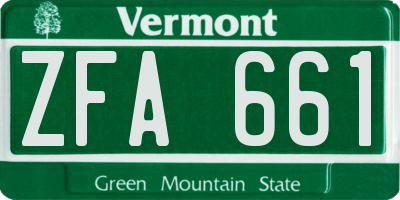 VT license plate ZFA661