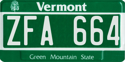 VT license plate ZFA664