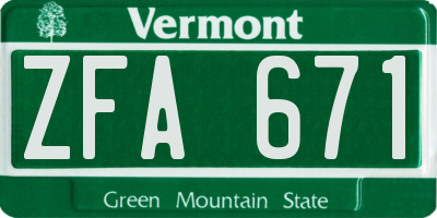 VT license plate ZFA671