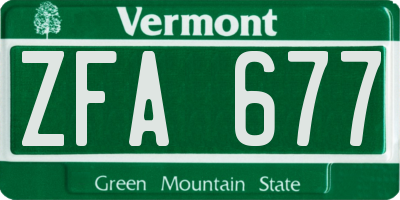 VT license plate ZFA677