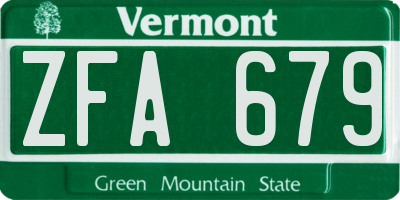 VT license plate ZFA679