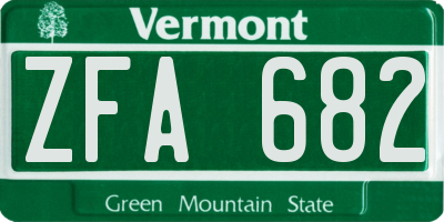 VT license plate ZFA682