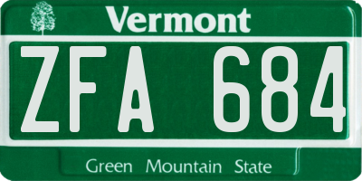 VT license plate ZFA684