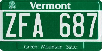 VT license plate ZFA687