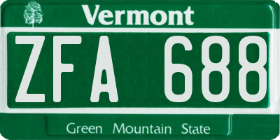VT license plate ZFA688
