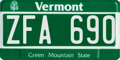 VT license plate ZFA690