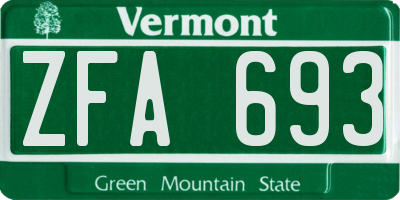 VT license plate ZFA693