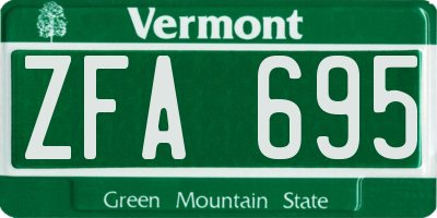 VT license plate ZFA695