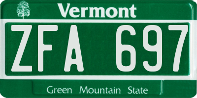 VT license plate ZFA697
