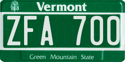 VT license plate ZFA700