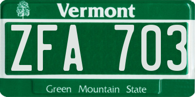 VT license plate ZFA703