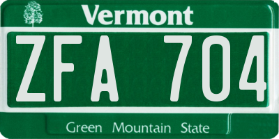 VT license plate ZFA704