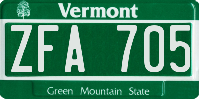 VT license plate ZFA705