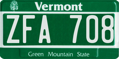 VT license plate ZFA708