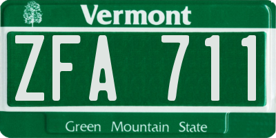 VT license plate ZFA711