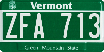 VT license plate ZFA713