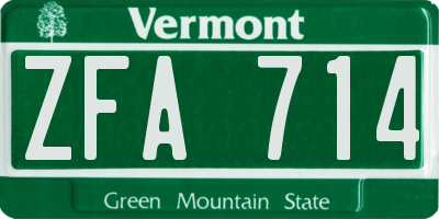 VT license plate ZFA714