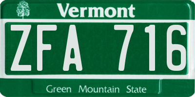 VT license plate ZFA716