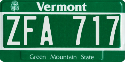 VT license plate ZFA717