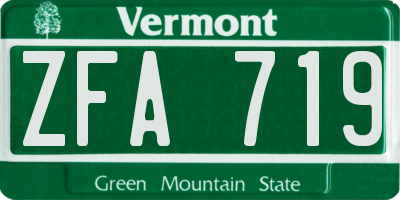 VT license plate ZFA719
