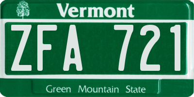 VT license plate ZFA721