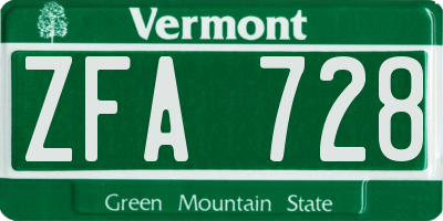 VT license plate ZFA728