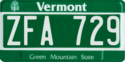 VT license plate ZFA729