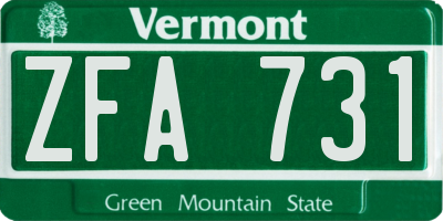VT license plate ZFA731