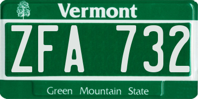 VT license plate ZFA732