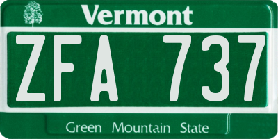 VT license plate ZFA737