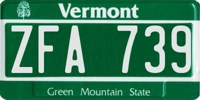 VT license plate ZFA739