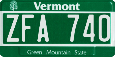 VT license plate ZFA740