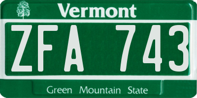 VT license plate ZFA743