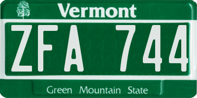 VT license plate ZFA744
